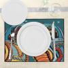 Ambesonne Valentine Place Mats Set of 4, Different Types of Heart Shapes Romance Love Theme Watercolor Striped Art, Washable Fabric Placemats for Dining Table, Standard Size, White Black(Orange Teal)