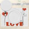 Ambesonne Valentine Place Mats Set of 4, Different Types of Heart Shapes Romance Love Theme Watercolor Striped Art, Washable Fabric Placemats for Dining Table, Standard Size, White Black(Red White)