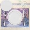 Ambesonne Valentine Place Mats Set of 4, Different Types of Heart Shapes Romance Love Theme Watercolor Striped Art, Washable Fabric Placemats for Dining Table, Standard Size, White Black(Lavender Lilac)
