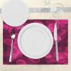 Ambesonne Valentine Place Mats Set of 4, Different Types of Heart Shapes Romance Love Theme Watercolor Striped Art, Washable Fabric Placemats for Dining Table, Standard Size, White Black(Magenta Pink)