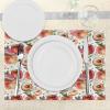 Ambesonne Valentine Place Mats Set of 4, Different Types of Heart Shapes Romance Love Theme Watercolor Striped Art, Washable Fabric Placemats for Dining Table, Standard Size, White Black(Pink Orange)