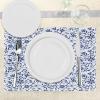 Ambesonne Valentine Place Mats Set of 4, Different Types of Heart Shapes Romance Love Theme Watercolor Striped Art, Washable Fabric Placemats for Dining Table, Standard Size, White Black(Blue Navy)
