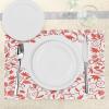 Ambesonne Valentines Day Place Mats Set of 4, Paisley Floral Details with Leaves and Roses in a Shape of Heart Frame Image, Washable Fabric Placemats for Dining Table, Standard Size, Red White