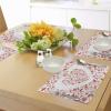 Ambesonne Valentines Day Place Mats Set of 4, Paisley Floral Details with Leaves and Roses in a Shape of Heart Frame Image, Washable Fabric Placemats for Dining Table, Standard Size, Red White
