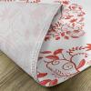 Ambesonne Valentines Day Place Mats Set of 4, Paisley Floral Details with Leaves and Roses in a Shape of Heart Frame Image, Washable Fabric Placemats for Dining Table, Standard Size, Red White