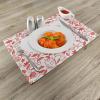 Ambesonne Valentines Day Place Mats Set of 4, Paisley Floral Details with Leaves and Roses in a Shape of Heart Frame Image, Washable Fabric Placemats for Dining Table, Standard Size, Red White