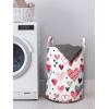Ambesonne Valentines Laundry Bag, Doodle Style Hearts with Different Designs Romantic Inspirations for Art, Hamper Basket with Handles Drawstring Closure for Laundromats, 13″ x 19″, Black Red Pink
