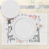 Ambesonne Xo Place Mats Set of 4, Love You Hugs Kisses Watercolor Splashes Heart Valentines Artwork, Washable Fabric Placemats for Dining Room Kitchen Table Decor, Coral Mint Green Black White