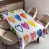 Ambesonne Grunge Tablecloth, Rainbow Color Heart Shapes Valentine’s Day Design Romantic His and Hers Theme, Dining Room Kitchen Rectangular Table Cover, 52″ X 70″, White Black