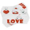 Ambesonne Valentine Place Mats Set of 4, Different Types of Heart Shapes Romance Love Theme Watercolor Striped Art, Washable Fabric Placemats for Dining Table, Standard Size, White Black(Red White)