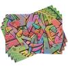 Ambesonne Valentine Place Mats Set of 4, Different Types of Heart Shapes Romance Love Theme Watercolor Striped Art, Washable Fabric Placemats for Dining Table, Standard Size, White Black(Pink Green)