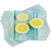 Ambesonne Valentine Place Mats Set of 4, Different Types of Heart Shapes Romance Love Theme Watercolor Striped Art, Washable Fabric Placemats for Dining Table, Standard Size, White Black(Sky Blue)