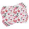Ambesonne Valentine Place Mats Set of 4, Different Types of Heart Shapes Romance Love Theme Watercolor Striped Art, Washable Fabric Placemats for Dining Table, Standard Size, White Black(White Black)