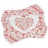Ambesonne Valentines Day Place Mats Set of 4, Paisley Floral Details with Leaves and Roses in a Shape of Heart Frame Image, Washable Fabric Placemats for Dining Table, Standard Size, Red White