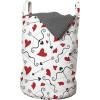 Ambesonne Valentines Laundry Bag, Arrows of Cupid Mythological Concepts Hearts with Love and Adoration Themes, Hamper Basket with Handles Drawstring Closure for Laundromats, 13″ x 19″, Black Red White