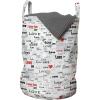 Ambesonne Valentines Laundry Bag, Different I Love You Words on Grey Backdrop with Hearts, Hamper Basket with Handles Drawstring Closure for Laundromats, 13″ x 19″, Pale Grey Scarlet Black