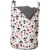 Ambesonne Valentines Laundry Bag, Valentines Day Themed Love Illustration of Hearts with Ornaments, Hamper Basket with Handles Drawstring Closure for Laundromats, 13″ x 19″, Orange Red Black