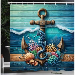 Ambesonne Cat Shower Curtain, Toasting Champagne Kitties Romantic Date Crescent Clouds Heart Balloons, Cloth Fabric Bathroom Decor Set with Hooks, 69″ W x 70″ L, Dark Night Blue Vermilion(Sea Blue Amber Teal)