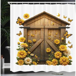 Ambesonne Cat Shower Curtain, Toasting Champagne Kitties Romantic Date Crescent Clouds Heart Balloons, Cloth Fabric Bathroom Decor Set with Hooks, 69″ W x 70″ L, Dark Night Blue Vermilion(Earth Yellow and Cocoa)