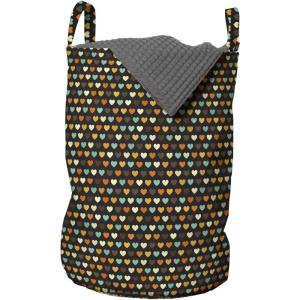 Ambesonne Love Laundry Bag, Mini Pattern with Symmetric Tiny Heart Shapes Valentine’s Day Themed Illustration, Hamper Basket with Handles Drawstring Closure for Laundromats, 13″ x 19″, Multicolor