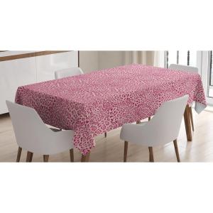 Ambesonne Love Tablecloth, Hearts Pattern in Modern Style Valentine’s Day Ornate Happiness Warm Feelings, Rectangular Table Cover for Dining Room Kitchen Decor, 60″ X 84″, White Ruby(Pink)