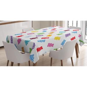 Ambesonne Love Tablecloth, Hearts Pattern in Modern Style Valentine’s Day Ornate Happiness Warm Feelings, Rectangular Table Cover for Dining Room Kitchen Decor, 60″ X 84″, White Ruby(Pastel Yellow)