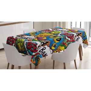 Ambesonne Love Tablecloth, Hearts Pattern in Modern Style Valentine’s Day Ornate Happiness Warm Feelings, Rectangular Table Cover for Dining Room Kitchen Decor, 60″ X 84″, White Ruby(Blue Red)
