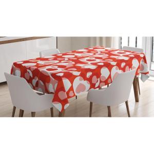 Ambesonne Love Tablecloth, Hearts Pattern in Modern Style Valentine’s Day Ornate Happiness Warm Feelings, Rectangular Table Cover for Dining Room Kitchen Decor, 60″ X 84″, White Ruby(White Ruby)