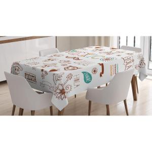 Ambesonne Love Tablecloth, Hearts Pattern in Modern Style Valentine’s Day Ornate Happiness Warm Feelings, Rectangular Table Cover for Dining Room Kitchen Decor, 60″ X 84″, White Ruby(Brown)