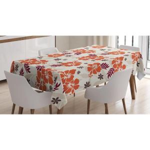 Ambesonne Love Tablecloth, Hearts Pattern in Modern Style Valentine’s Day Ornate Happiness Warm Feelings, Rectangular Table Cover for Dining Room Kitchen Decor, 60″ X 84″, White Ruby(Orange Cream)