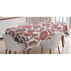 Ambesonne Love Tablecloth, Hearts Pattern in Modern Style Valentine’s Day Ornate Happiness Warm Feelings, Rectangular Table Cover for Dining Room Kitchen Decor, 60″ X 84″, White Ruby(Brown Ruby)