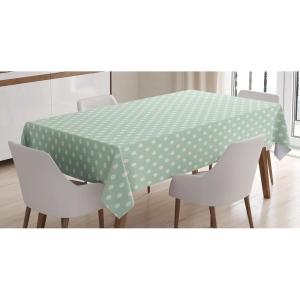 Ambesonne Love Tablecloth, Hearts Pattern in Modern Style Valentine’s Day Ornate Happiness Warm Feelings, Rectangular Table Cover for Dining Room Kitchen Decor, 60″ X 84″, White Ruby(Green White)