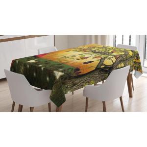 Ambesonne Love Tablecloth, Hearts Pattern in Modern Style Valentine’s Day Ornate Happiness Warm Feelings, Rectangular Table Cover for Dining Room Kitchen Decor, 60″ X 84″, White Ruby(Orange)