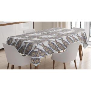 Ambesonne Love Tablecloth, Hearts Pattern in Modern Style Valentine’s Day Ornate Happiness Warm Feelings, Rectangular Table Cover for Dining Room Kitchen Decor, 60″ X 84″, White Ruby(Indigo Yellow)