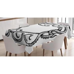 Ambesonne Love Tablecloth, Hearts Pattern in Modern Style Valentine’s Day Ornate Happiness Warm Feelings, Rectangular Table Cover for Dining Room Kitchen Decor, 60″ X 84″, White Ruby(Black White)