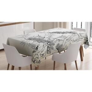 Ambesonne Love Tablecloth, Hearts Pattern in Modern Style Valentine’s Day Ornate Happiness Warm Feelings, Rectangular Table Cover for Dining Room Kitchen Decor, 60″ X 84″, White Ruby(Black Ecru)