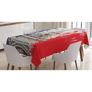 Ambesonne Love Tablecloth, Hearts Pattern in Modern Style Valentine’s Day Ornate Happiness Warm Feelings, Rectangular Table Cover for Dining Room Kitchen Decor, 60″ X 84″, White Ruby(Beige Blue)