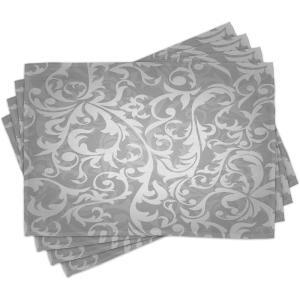 Ambesonne Valentine Place Mats Set of 4, Different Types of Heart Shapes Romance Love Theme Watercolor Striped Art, Washable Fabric Placemats for Dining Table, Standard Size, White Black(Seafoam Grey)