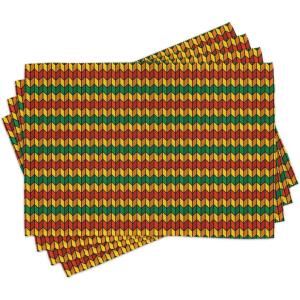 Ambesonne Valentine Place Mats Set of 4, Different Types of Heart Shapes Romance Love Theme Watercolor Striped Art, Washable Fabric Placemats for Dining Table, Standard Size, White Black(Marigold Orange and Green)