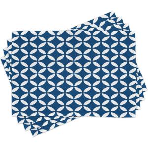 Ambesonne Valentine Place Mats Set of 4, Different Types of Heart Shapes Romance Love Theme Watercolor Striped Art, Washable Fabric Placemats for Dining Table, Standard Size, White Black(Azure Blue)
