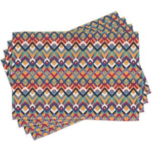 Ambesonne Valentine Place Mats Set of 4, Different Types of Heart Shapes Romance Love Theme Watercolor Striped Art, Washable Fabric Placemats for Dining Table, Standard Size, White Black(Orange Blue)