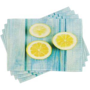 Ambesonne Valentine Place Mats Set of 4, Different Types of Heart Shapes Romance Love Theme Watercolor Striped Art, Washable Fabric Placemats for Dining Table, Standard Size, White Black(Sky Blue)