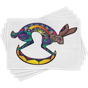 Ambesonne Valentine Place Mats Set of 4, Different Types of Heart Shapes Romance Love Theme Watercolor Striped Art, Washable Fabric Placemats for Dining Table, Standard Size, White Black(Multicolor)