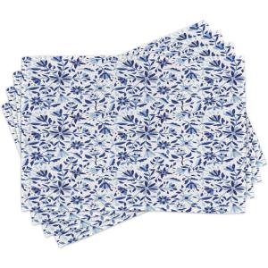 Ambesonne Valentine Place Mats Set of 4, Different Types of Heart Shapes Romance Love Theme Watercolor Striped Art, Washable Fabric Placemats for Dining Table, Standard Size, White Black(Blue Navy)