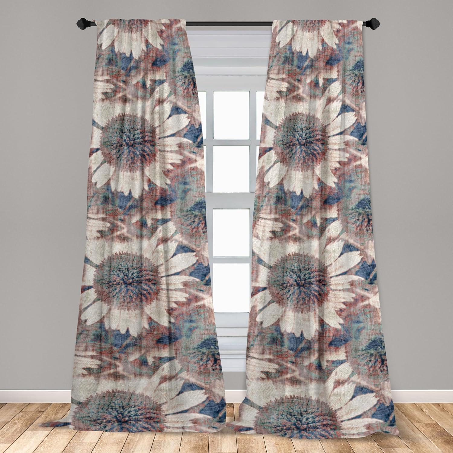 imageAmbesonne Ethnic Curtains Watercolor Folk Floral Ornament Tie Dye Look on Creamy Neutral Backdrop Window Treatments 2 Panel Set for Living Room Bedroom Pair of 28 x 63 Jade Green Plum MustardSlate Blue Pale Rust