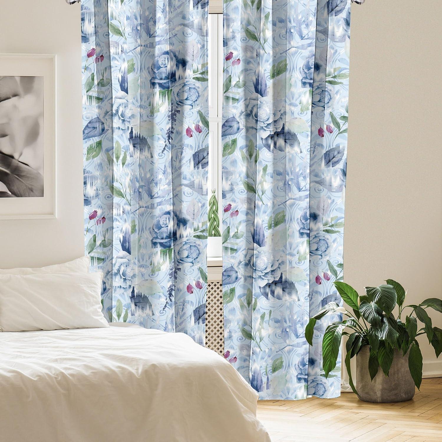 imageAmbesonne Ethnic Curtains Watercolor Folk Floral Ornament Tie Dye Look on Creamy Neutral Backdrop Window Treatments 2 Panel Set for Living Room Bedroom Pair of 28 x 63 Jade Green Plum MustardPale Blue Peacock Green