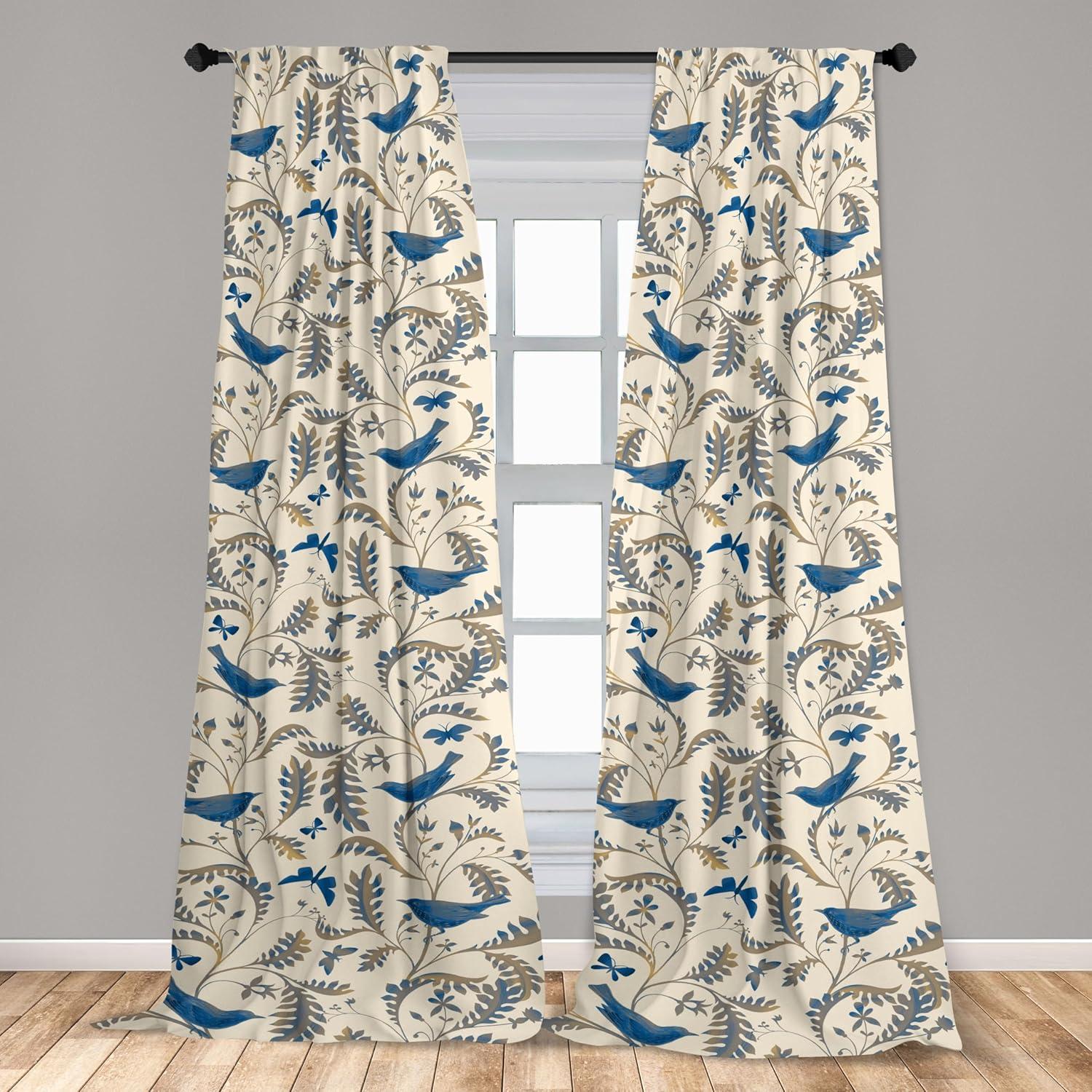 imageAmbesonne Ethnic Curtains Watercolor Folk Floral Ornament Tie Dye Look on Creamy Neutral Backdrop Window Treatments 2 Panel Set for Living Room Bedroom Pair of 28 x 63 Jade Green Plum MustardCream and Dark Lavender