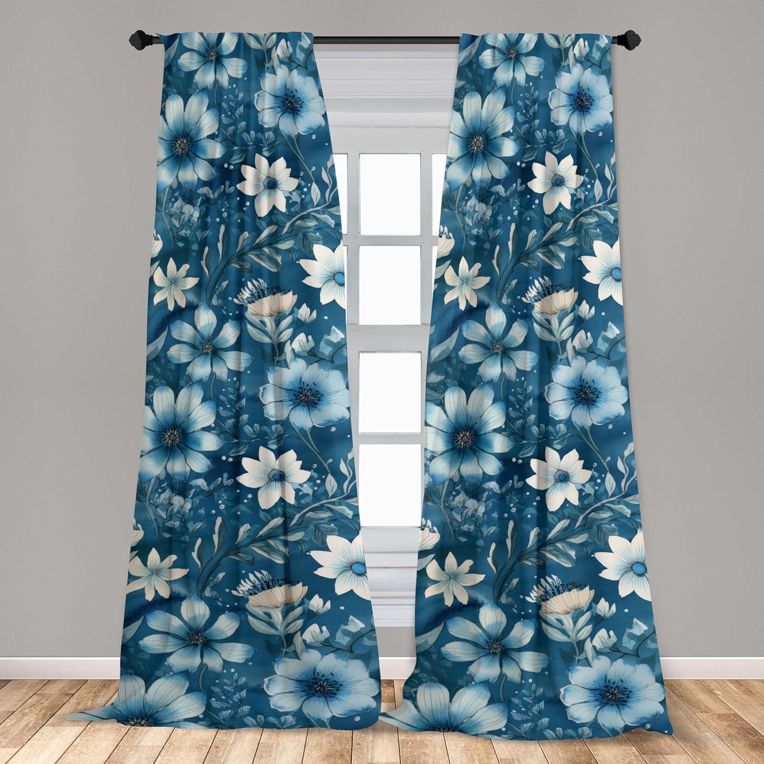 imageAmbesonne Ethnic Curtains Watercolor Folk Floral Ornament Tie Dye Look on Creamy Neutral Backdrop Window Treatments 2 Panel Set for Living Room Bedroom Pair of 28 x 63 Jade Green Plum MustardEggshell Sea Blue