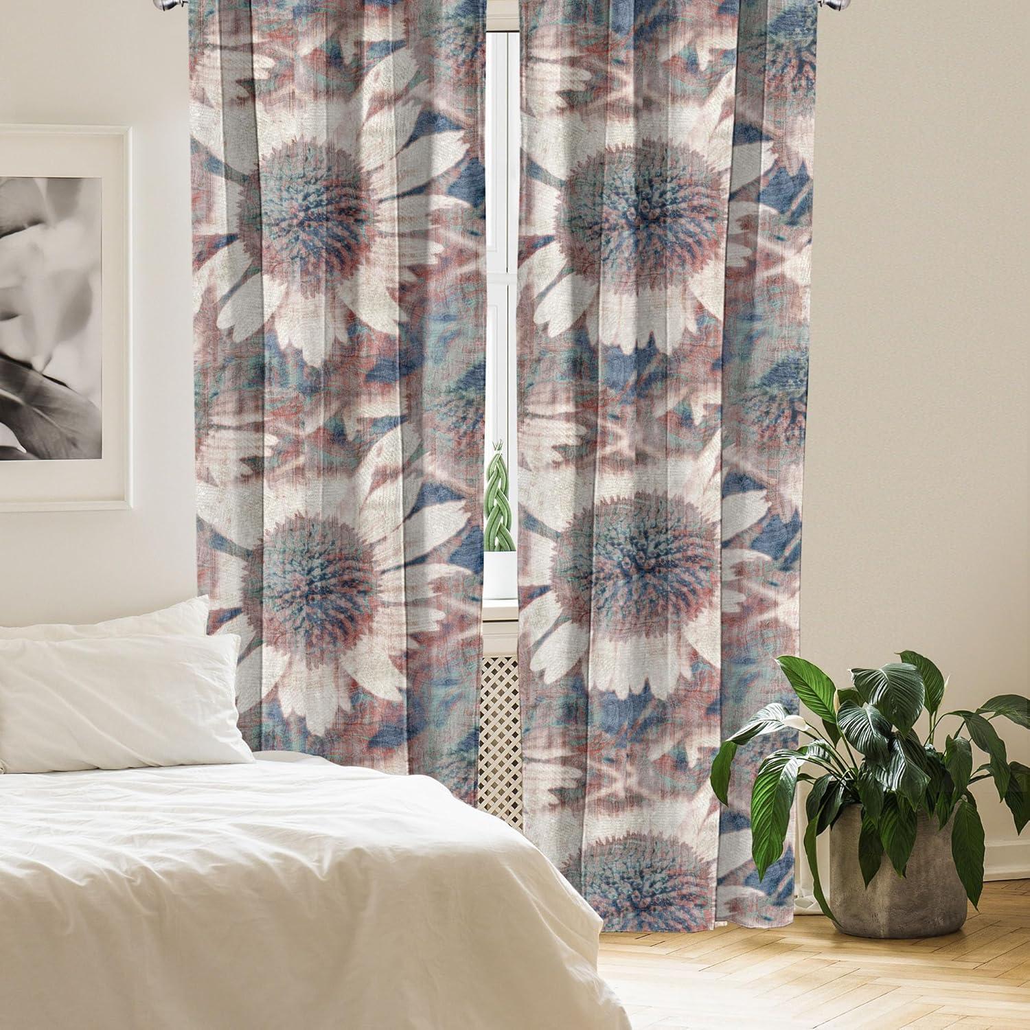 imageAmbesonne Ethnic Curtains Watercolor Folk Floral Ornament Tie Dye Look on Creamy Neutral Backdrop Window Treatments 2 Panel Set for Living Room Bedroom Pair of 28 x 63 Jade Green Plum MustardSlate Blue Pale Rust
