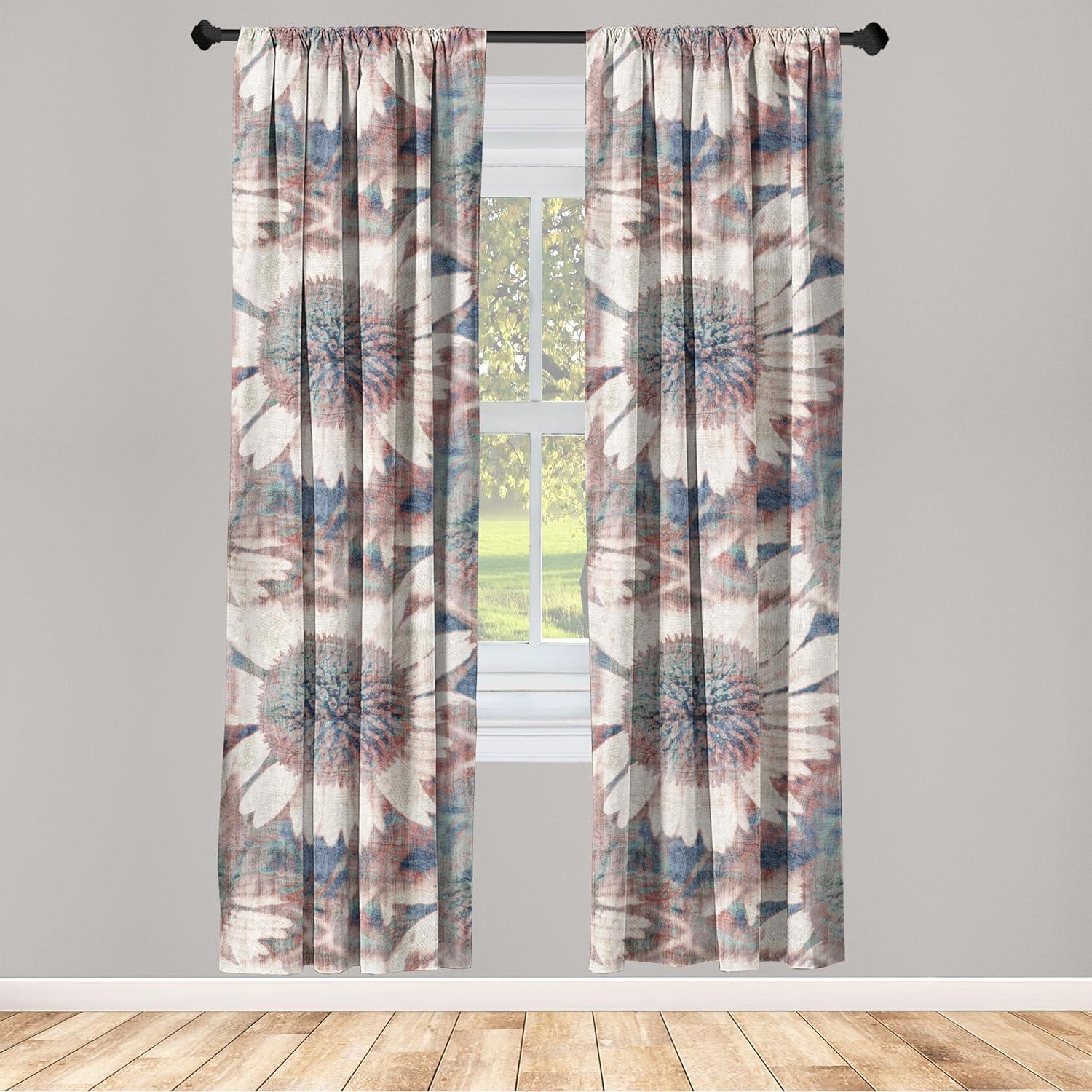 imageAmbesonne Ethnic Curtains Watercolor Folk Floral Ornament Tie Dye Look on Creamy Neutral Backdrop Window Treatments 2 Panel Set for Living Room Bedroom Pair of 28 x 63 Jade Green Plum MustardSlate Blue Pale Rust